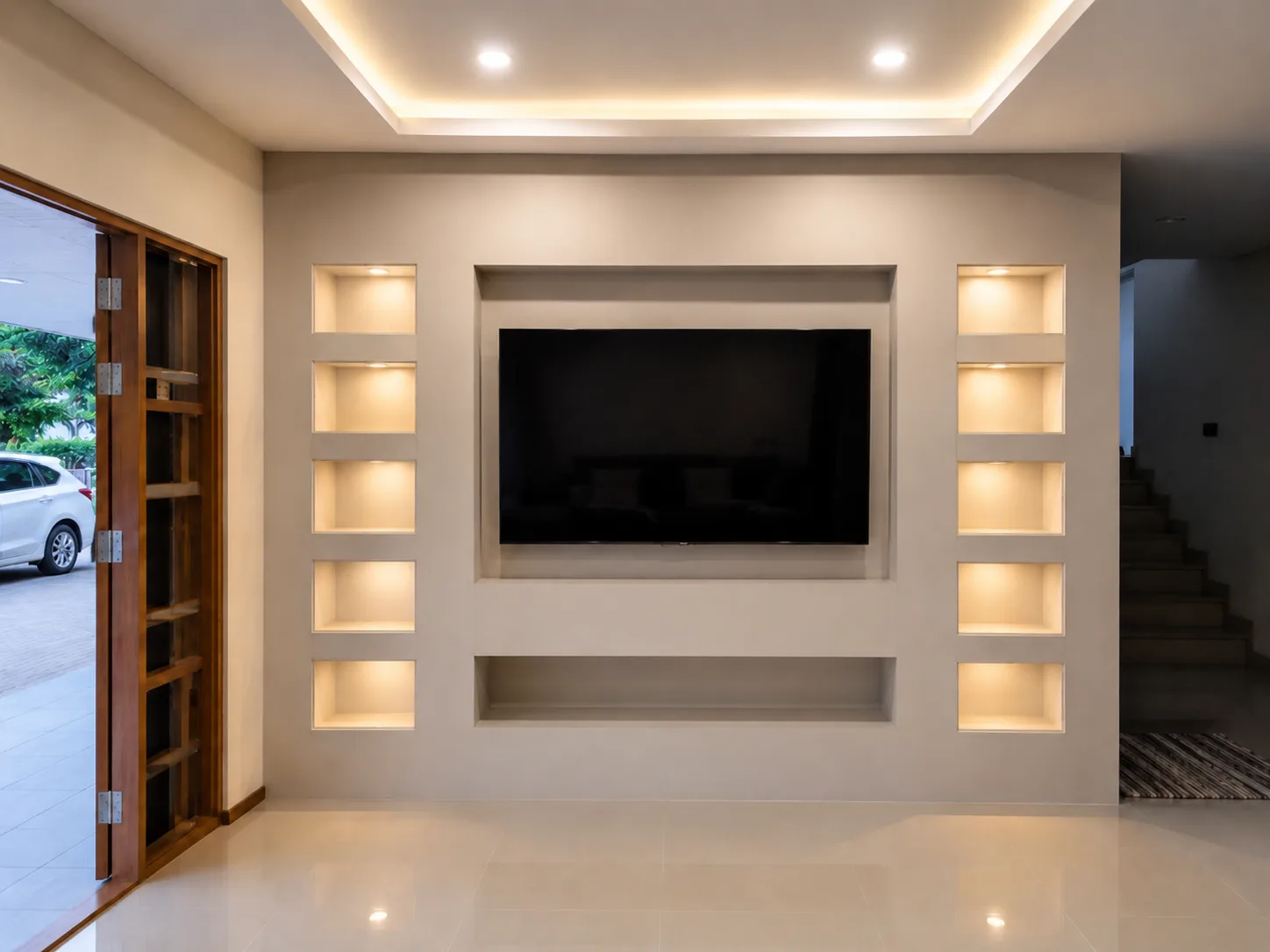 ผนังทีวีบิวอิน (TV Wall) แบบไหนสวย? รวมไอเดีย + วิธีคิดราคา